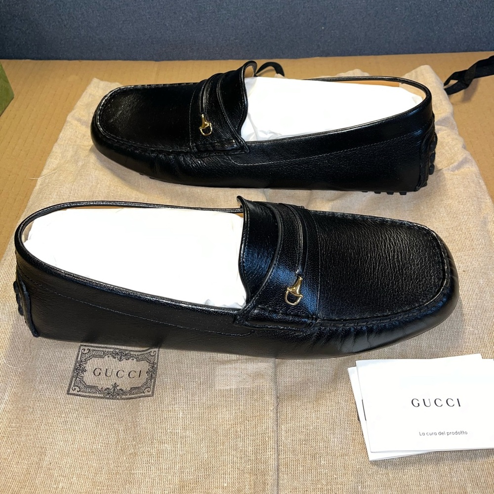 Authentic Gucci Men’s Interlocking G Drivers Core black size 7 G